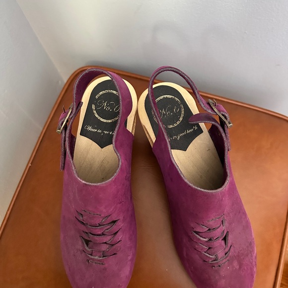 No. 6 Store Aimara Woven Nubuck slingback clog on high heel in purple - Picture 3 of 5